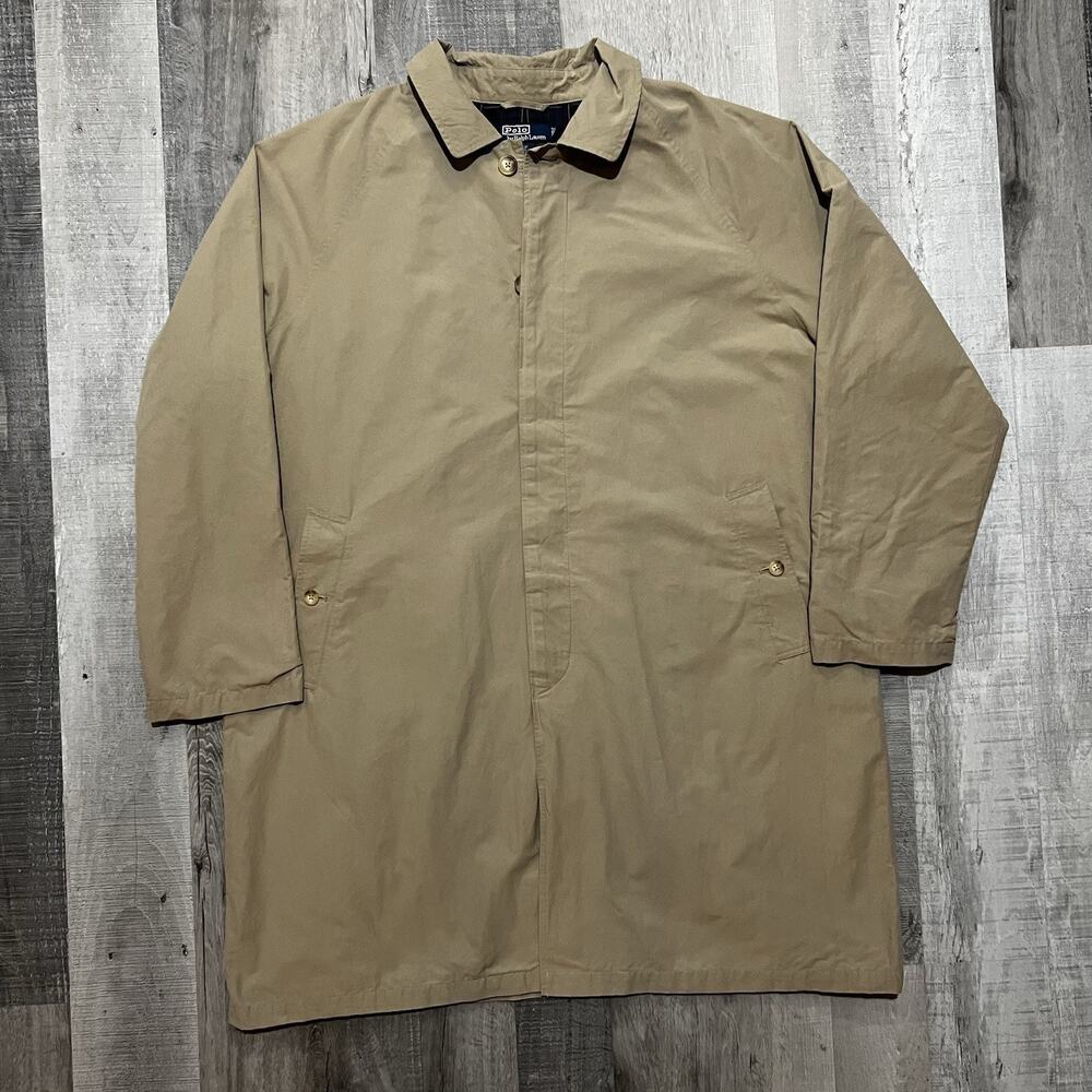 VTG Polo Ralph Lauren Trench Coat 90s Mens XL Beige Lightweight Packable Jacket